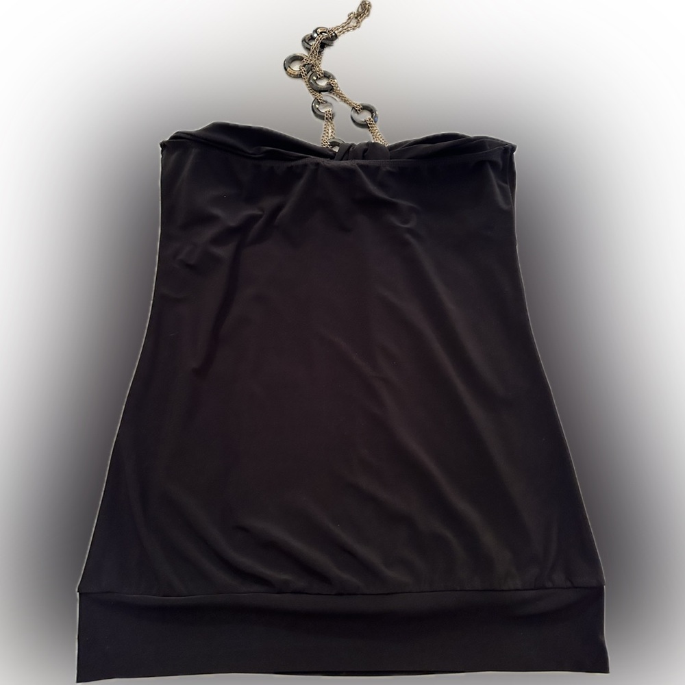 Studio Y Black Halter Top w/ Chain and Bead Accents - Picture 8 of 8
